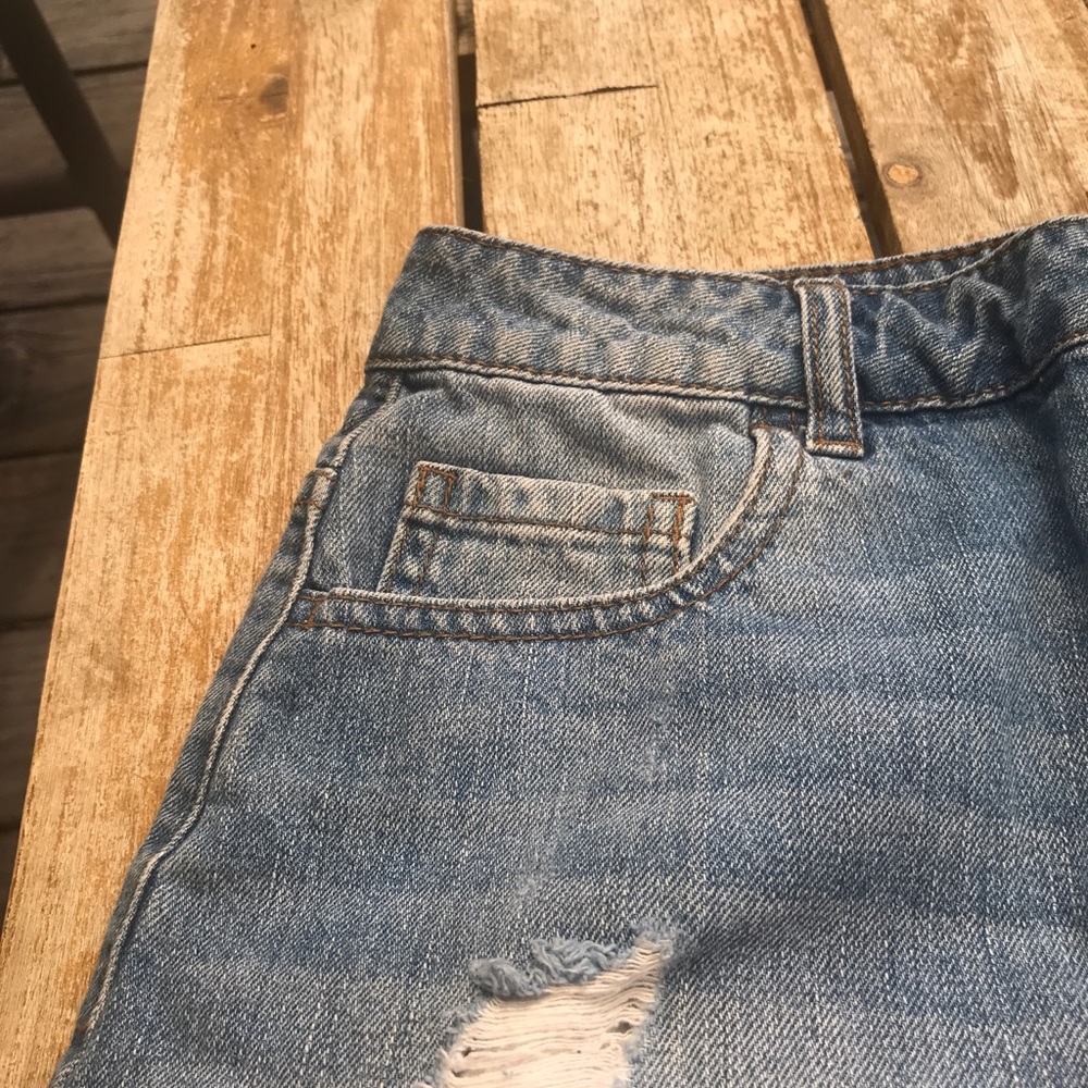 Distressed Denim Skirt